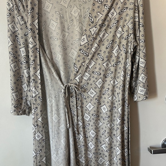 JO.SH | Patterned Gray Women's Robe and Nightgown Set - Picture 6 of 16